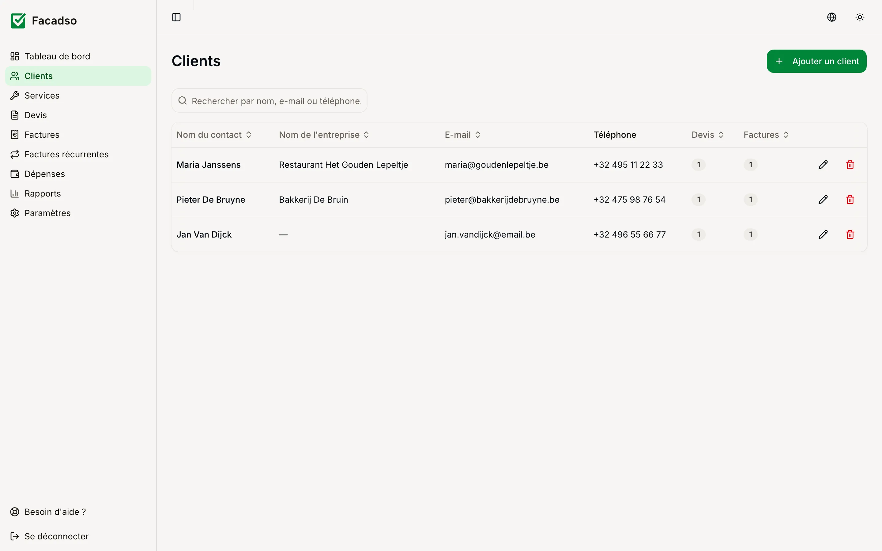 Fichier clients avec coordonnées
